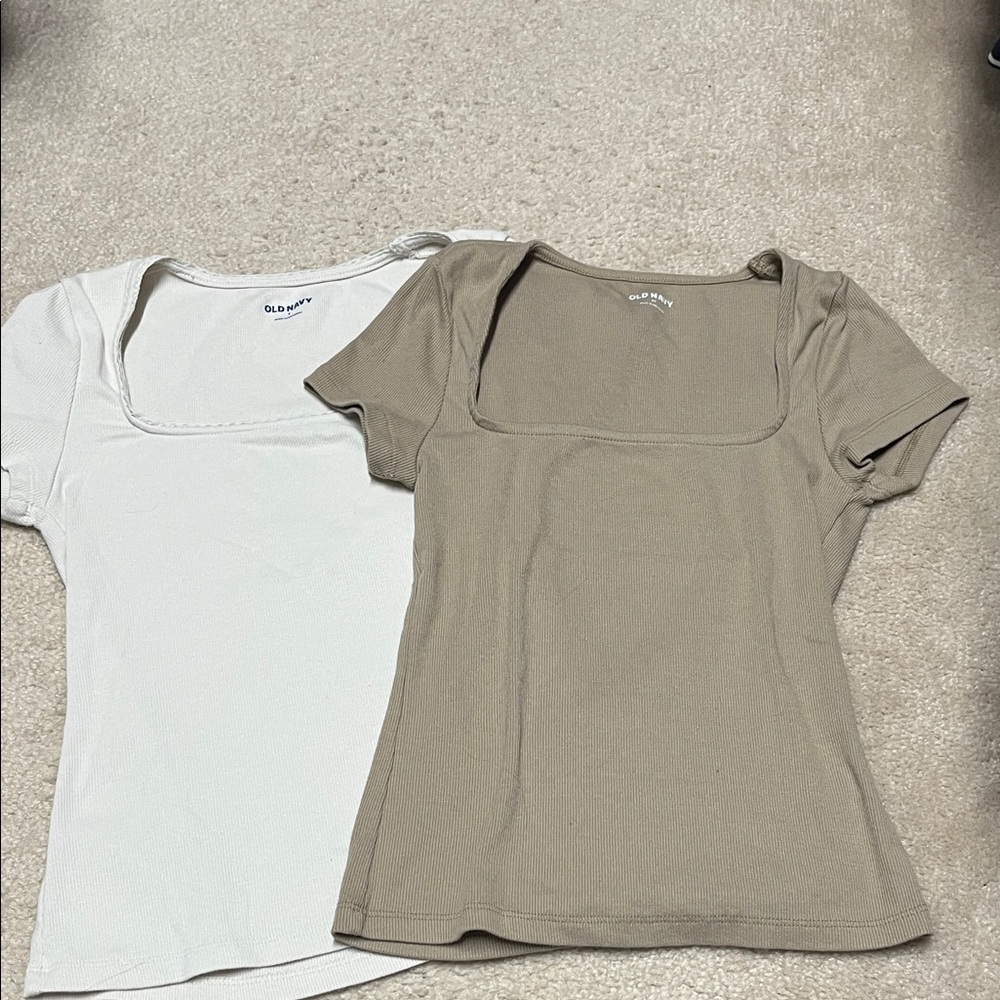 Old Navy Short Sleeve Ribbed Square Neck Top
